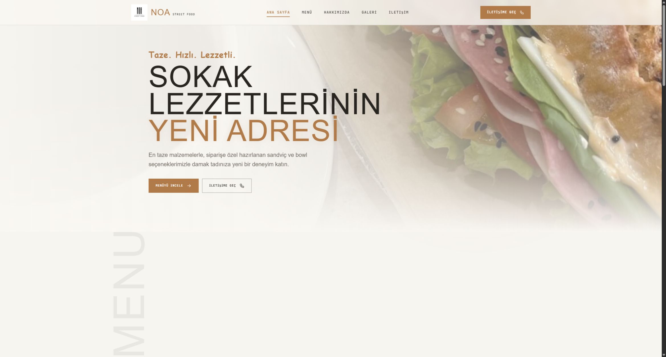Noa Street Food web sitesi ana sayfa ekran görüntüsü